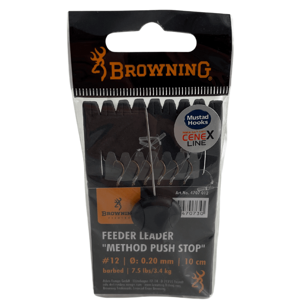 Browning Feeder Leader Method Push Stop Größe 12 0,20 Mm 3,4 Kg 10 Cm 6 Stück 1 Browning Feeder Leader Method Push Stop Größe 12 0,20 Mm 3,4 Kg 10 Cm 6 Stück