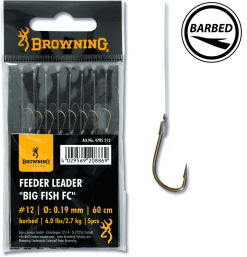 Browning Feeder Leader Big Fish Fluorocarbon Größe 12 0,19 Mm 2,7 Kg 60 Cm 5 Stück