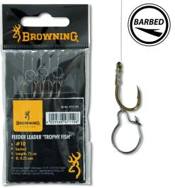 Browning Feeder Trophy Fish Vorfachhaken Größe 10 0,25 Mm 5,6 Kg 75 Cm 6 Stück